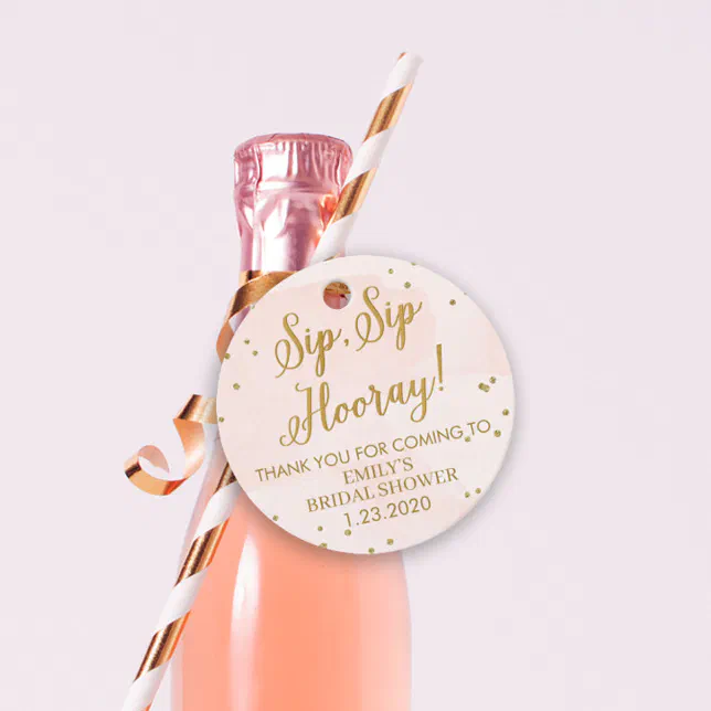 blush and gold bridal shower favor tags | Zazzle