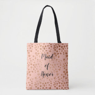 Blush and Gold Confetti Maid of Honor Tote Bag