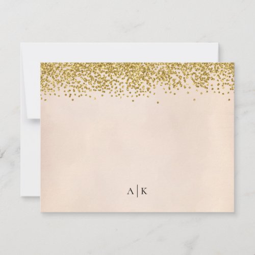 Blush and Gold Confetti Monogrammed Stationery Note Card