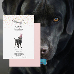 Blush and Gold Custom Watercolor Dog Invitation