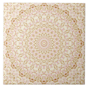 Blush and Gold Decorative Mandala Ceramic Tile