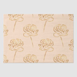 blush and gold faux foil peonies tissue paper