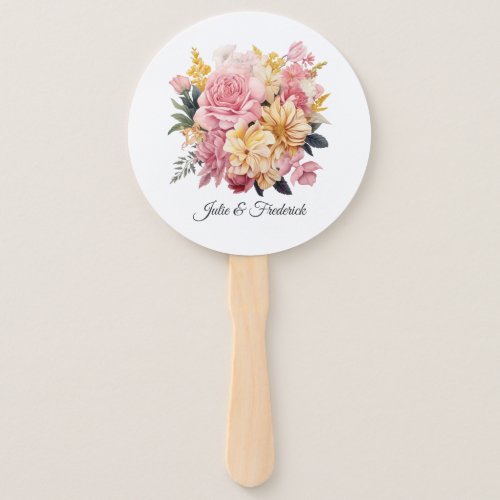 Blush and Gold Floral Wedding Hand Fan