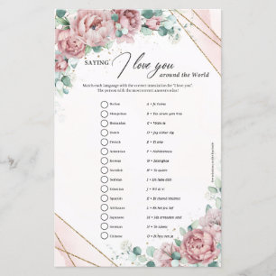 Blush and gold frame I love you around the World