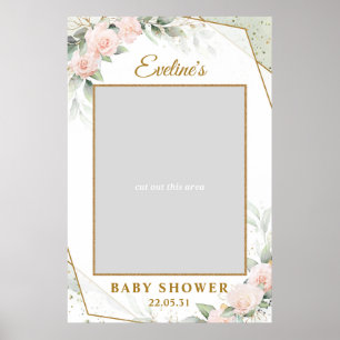 Blush and gold greenery baby shower photo prop poster