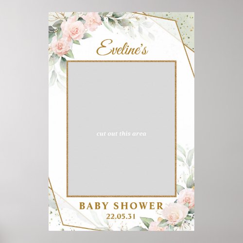 Blush and gold greenery baby shower photo prop poster