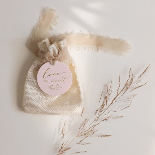 Blush and Gold Love is Sweet Bridal Shower Favor Tags
