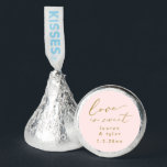 Blush and Gold Love is Sweet Wedding Hershey®'s Kisses®<br><div class="desc">Beautifully elegant wedding favor Hershey kisses with the phrase "love is sweet" in faux gold modern calligraphy font on a blush pink background. Personalize with names and wedding date.</div>