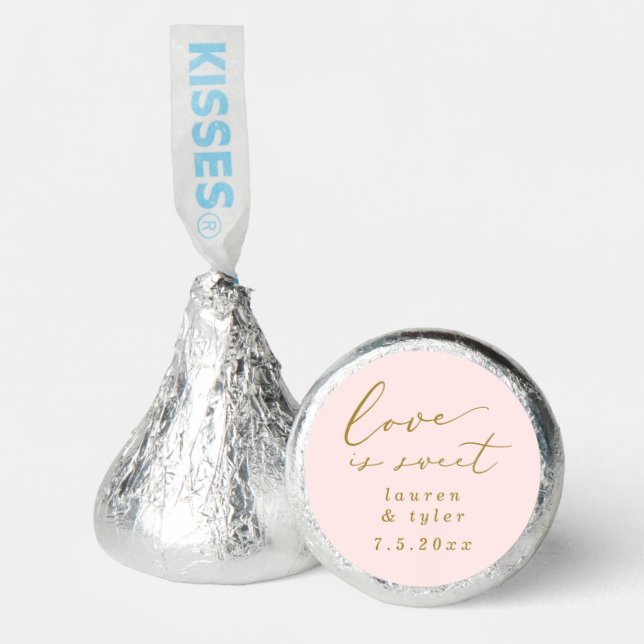 Blush and Gold Love is Sweet Wedding Hershey®'s Kisses® (Front)