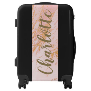 Blush and Gold Marble Pattern Personalized Luggage