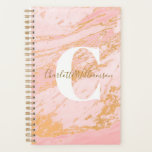 Blush and Gold Marble Personalized Office Undated Planner<br><div class="desc">This stylish undated planner features a chic blush pink and faux gold marble design with a bold white monogram and elegant script name overlay. Ideal for organizing school schedules, office tasks, or personal goals with a touch of glam. A perfect gift for students, professionals, or anyone who loves feminine, modern...</div>