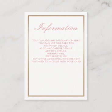 Blush and Gold Simple Wedding Information Cards
