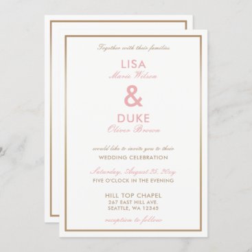 Blush and Gold Simple Wedding Invitations