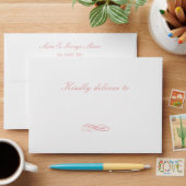Blush and Gold Simple Wedding Invitations Envelope (Desk)