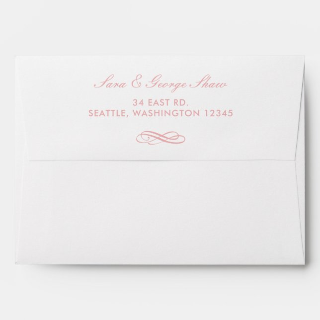 Blush and Gold Simple Wedding Invitations Envelope (Back (Top Flap))