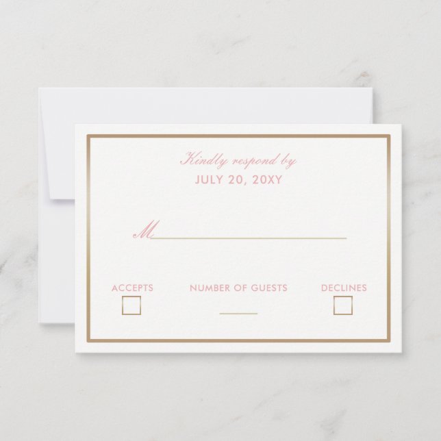 Blush and Gold Simple Wedding Invitations rsvp (Front)