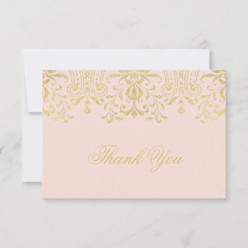 Blush and Gold Vintage Glamour Wedding Thank You