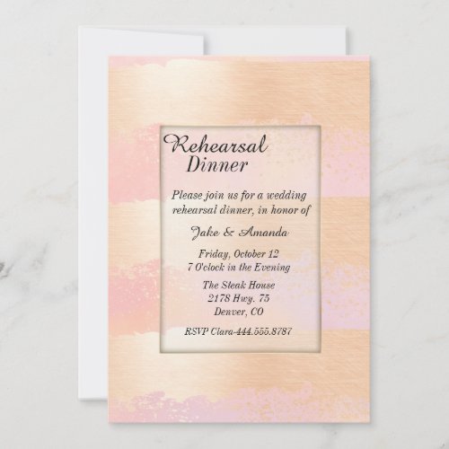 Blush and Gold Wedding Rehearsal Dinner Invitation