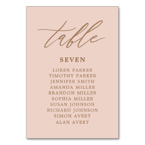 Blush and Gold Wedding Seating Chart  Table Number