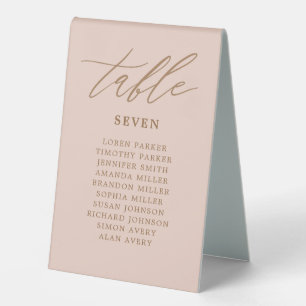 Blush and Gold Wedding Seating Chart Table Number Table Tent