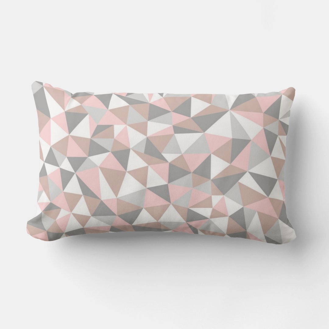 BLUSH AND GRAY GEOMETRIC PATTERN PILLOW Zazzle