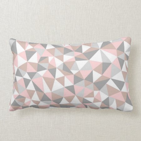 Blush And Gray Geometric Pattern Pillow