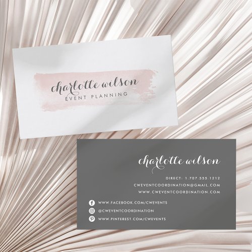 Blush and Gray Logo Business Card