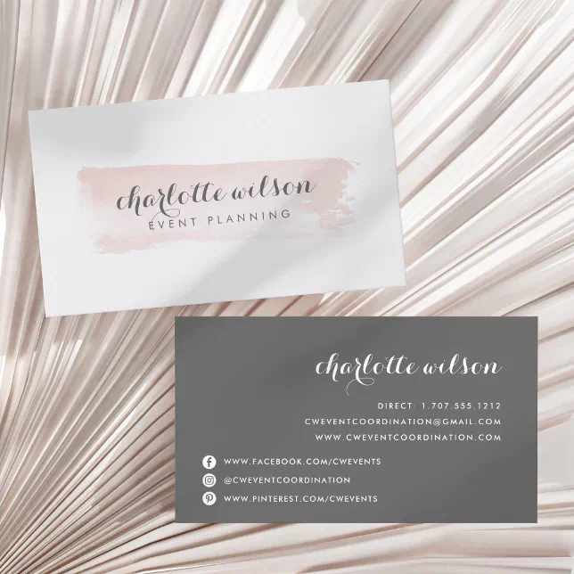 Blush and Gray Logo Business Card | Zazzle