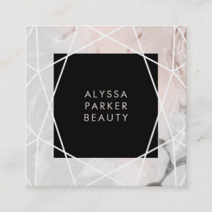 Blush and Gray Marble Geometric   Instagram Icon Square Business Card