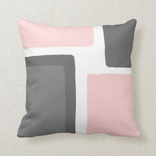 Blush and Gray Minimalist Color Block Throw Pillow