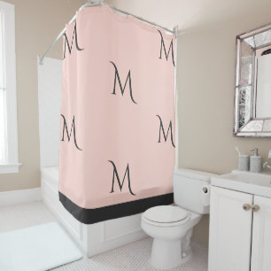 Blush and Gray Monogrammed Shower Curtain