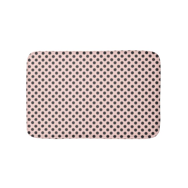 Blush and Gray Polka Dot Bath Mat (Front)