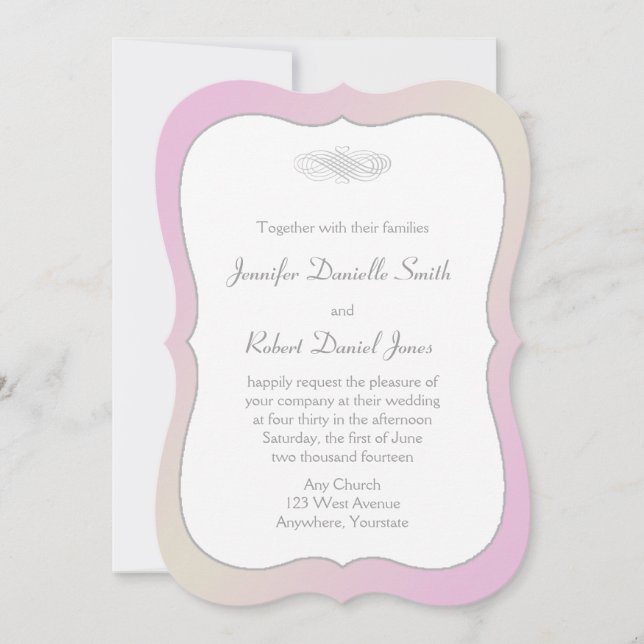 Blush and Gray Romantic Wedding Invitation (Front)