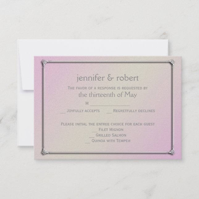 Blush and Gray Romantic Wedding Response Card (Front)