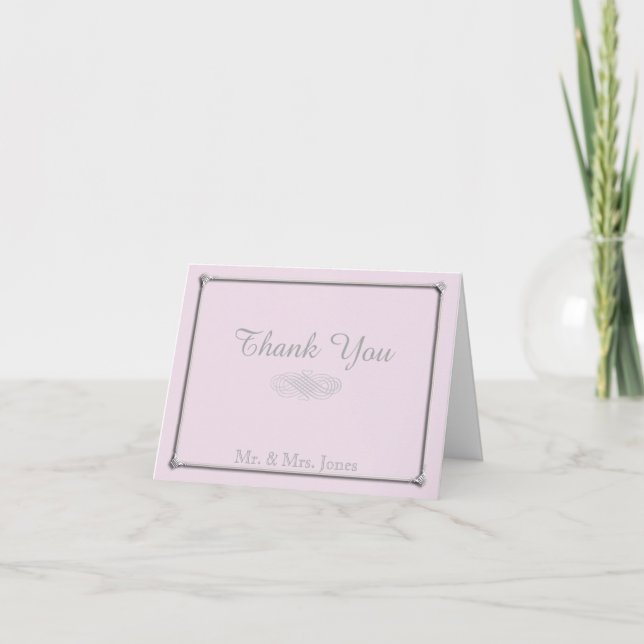 Blush and Gray Romantic Wedding Thank You (Front)