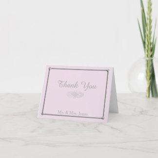 Blush and Gray Romantic Wedding Thank You Card