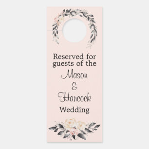 Blush and Gray Wedding Hotel Room Reserved Door Hanger