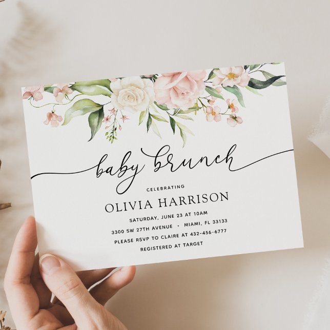 Blush and Greenery Baby Brunch Shower Invitation (Creator Uploaded)