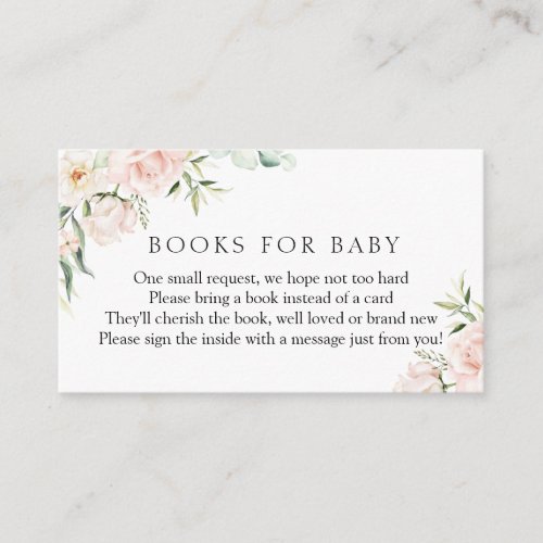 Blush and Greenery Books for Baby Enclosure Card