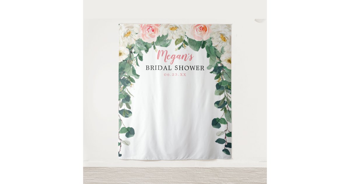 Blush and Greenery Bridal Shower Backdrop | Zazzle.com