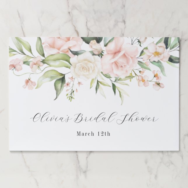 Blush and Greenery Bridal Shower Paper Pad (Front)