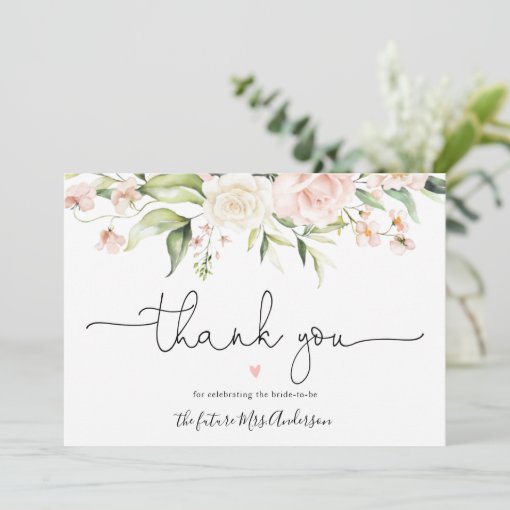 Blush and Greenery Bridal Shower Thank You | Zazzle