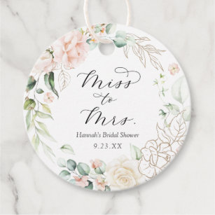 Blush and Greenery Miss to Mrs Bridal Shower Favor Tags