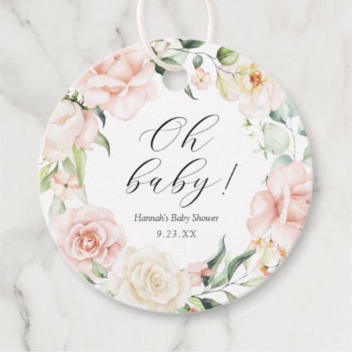 Blush and Greenery Oh Baby  Favor Tags