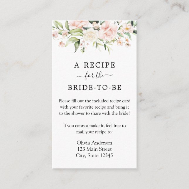 Blush and Greenery Recipe Request  Enclosure Card (Front)