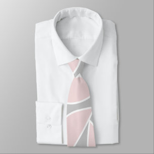 Blush and Grey Abstract Leaves Neck Tie