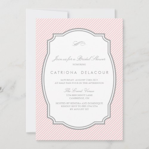 BLUSH AND GREY STRIPED BRIDAL SHOWER INVITATION