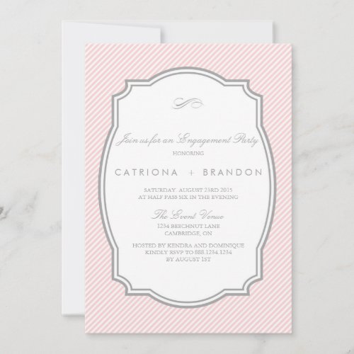 BLUSH AND GREY STRIPED ENGAGEMENT PARTY INVITATION