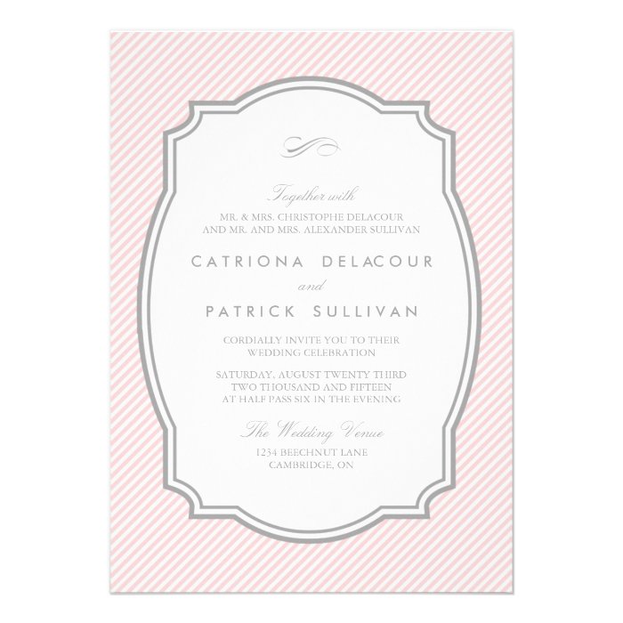 Blush and Grey Vintage Frame Wedding Invitation