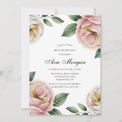 Blush and Ivory Rose Floral Brunch & Bubbly